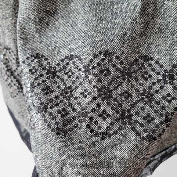 Loft Gray Sequin Wool Blend Skirt - Picture 5 of 10